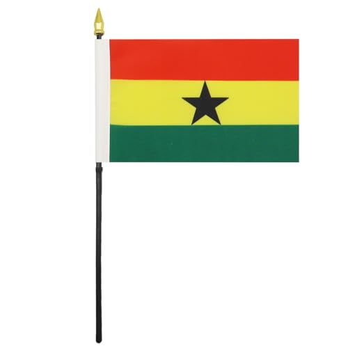 AZ FLAG - Tischflagge Ghana - 15x10 cm Goldene Splitze - Republik Ghana Tischfahne 10 x 15 Cm - Flaggen