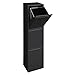 Arregui Basic CR306-B Cubo de basura y reciclaje de acero de 3 cubos, mueble de reciclaje, 3 x 17L (51L), negro