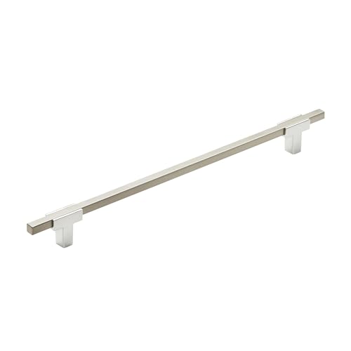 Amerock | Cabinet Pull | Polished Chrome/Satin Nickel | 10-1/16 inch (256 mm) Center to Center | Urbanite | 1 Pack | Drawer Pull | Drawer Handle | Cabinet Hardware