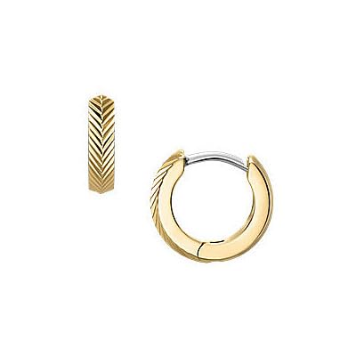 Fossil Damen Goldfarbener Edelstahl mit Ringverschluss Ohrringe