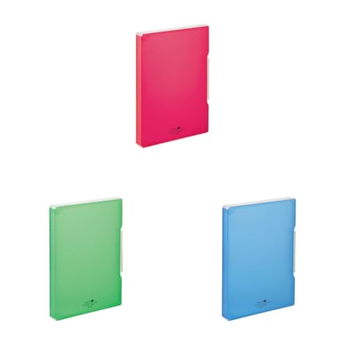 リヒトラブ ファイルケース A4 セット(赤, 黄緑, 青) AQUA DROPs(アクアドロップス) 270枚収容 A4 サイズ