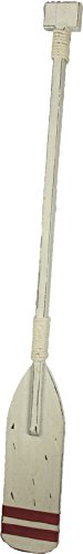 HS Distressed White Wood Nautical Paddle w/Red Stripes & Rope