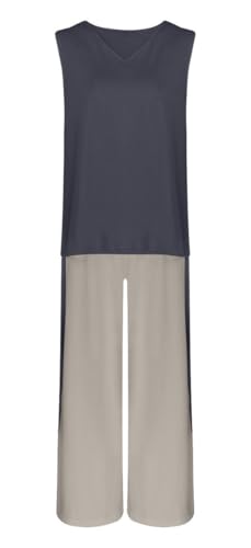 Women's Casual 3 Piece Lounge Sets Splicing Tank Tops Long Sleeve Cardigan Wide Leg Pants Sweatsuit4