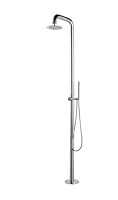 Gardwell Edelstahl Gartendusche Premium Sensation 220 cm Outdoor Dusche mit Regenduschkopf Ø20 cm & Handbrause Warm- & Kaltwasseranschluss Pooldusche Edelstahl 304 gebürstet