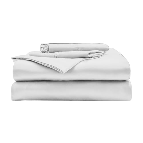 Miracle Made Luxe Soft Cotton Bed Sheet Set, 4-Piece Silver-Infused Cooling Fabric – Lightweight, Hypoallergenic Bedding for Hot Sleepers, King Size, White