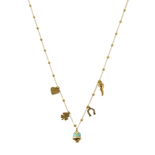 MZCXMAO 18K Gold Plated Stainless Steel Necklace with Ceramic Bell-Shaped Pendant Elegant and Timeless Jewelry Piece