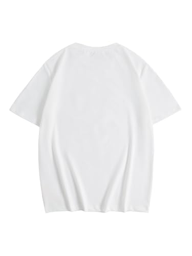 Image of RoseSeek Girl's Graphic Drop Shoulder Star Print Tee Tops Short Sleeve Crew Neck Summer Shirts
