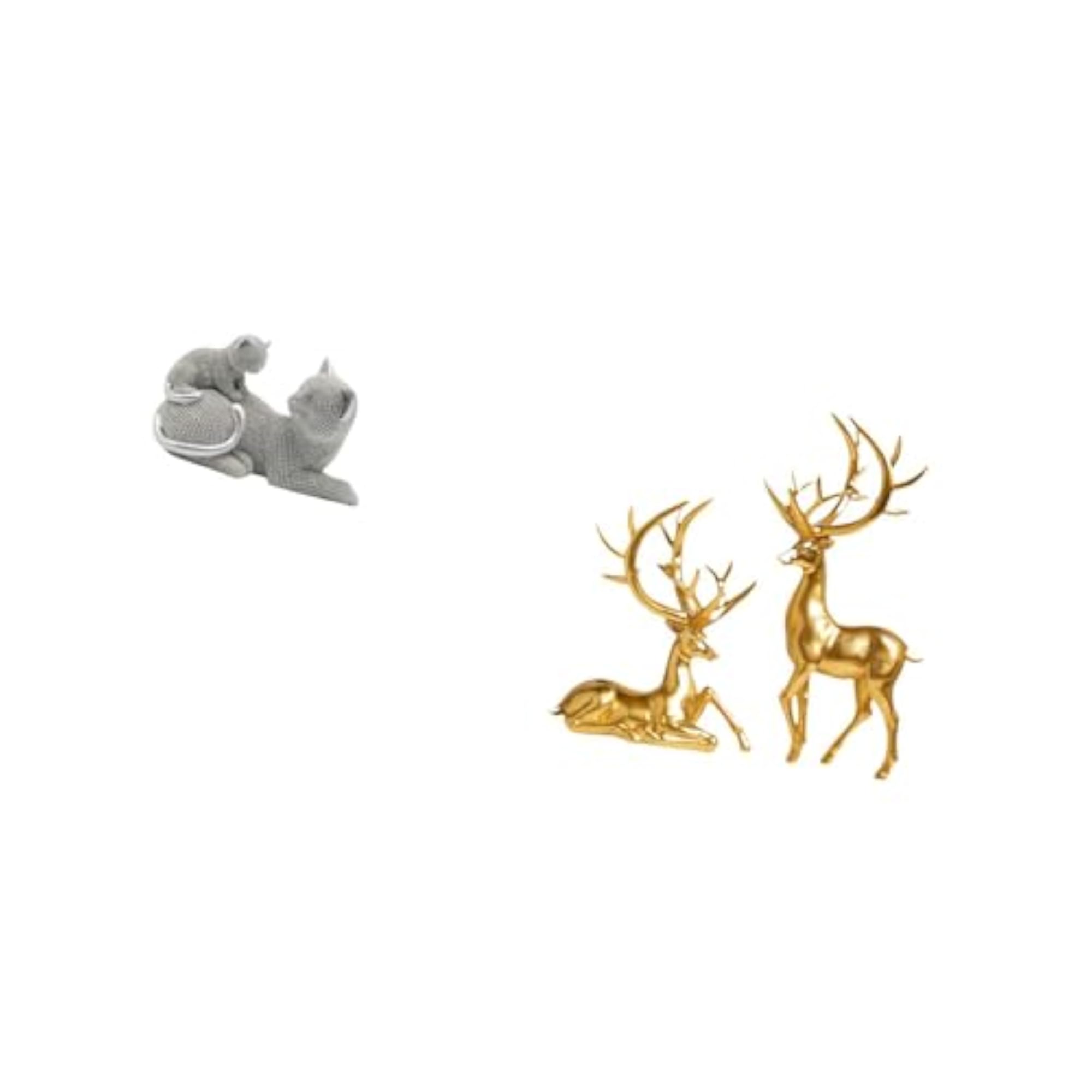 Cat Deer Sculpture Tabletop Ornament Art Crafts