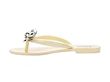 Melissa Harmonic Eclipse Womens Fashion Sandals - Dressy Flip Flops with Metallic Bow - Lightweight PVC, Flexible Design - Summer Sandals for Women, Flat & Flexible, Beige, 6