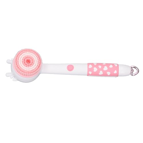 Electric Body Brush for Kids, Long Handle Automatic 2 Speed Water Type C Charging Back Scrubber for Children's Bath Time (Pink)