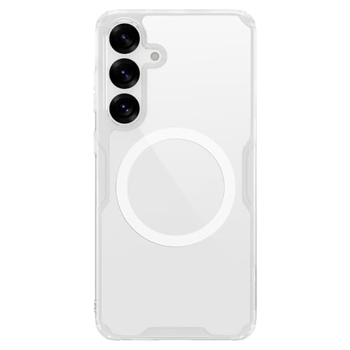 Image of Nillkin Case for Samsung Galaxy S25 (6.2 inch Inch) Nature TPU Pro Magnetic Works with Magsafe Charger Hard Borders + PC Back & Impact Resist Edges Soft Flexible White Color