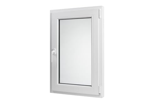 Kunststoff Fenster Dreh/Kipp 60 cm x 90 cm Anschlagrichtung Rechts inklusive Fenstergriff