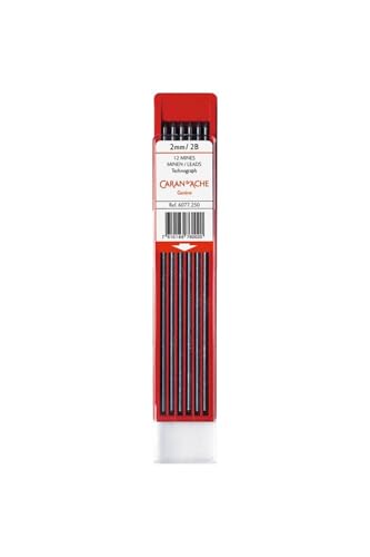 Mines Technograph Caran d'Ache 2B 2mm pour porte-mine de dessin et de tracé