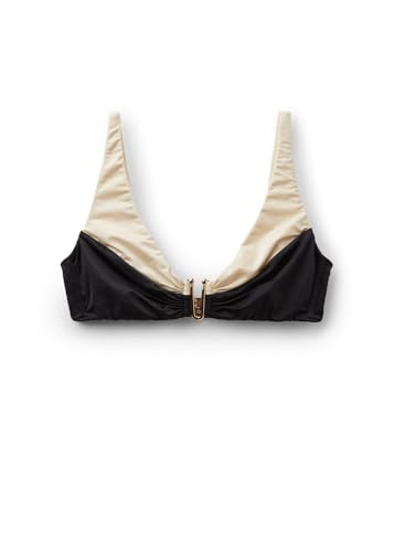 CALZEDONIA Woman's Tank-Style Swimsuit Top Elegant Bicolor in Black, Size M