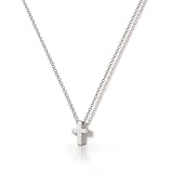 HANLI Cruz Collar Mujer - Colgante Cruz Pequeño y Delicado para Mujer Bañado en Oro 14k/Plata Regalo Cristiano Collar Elegante