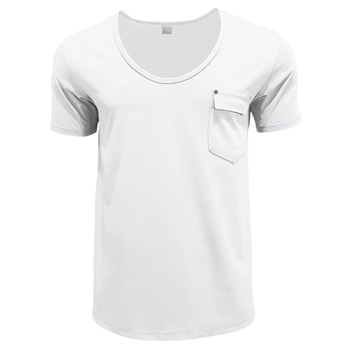 T-shirt uni homme avec poche anti-transpiration - T-shirt basique col rond fluide