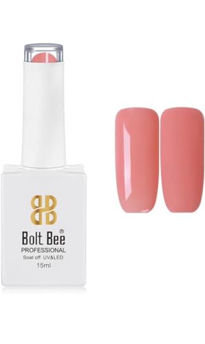 Image of BOLT BEE 15Ml Gel Glossy Finish Nail Polish - Clear Pink Glitter, Soak Off UV LED Gel Nail Art Starter Kit for Salon & DIY Home Manicure, 0.5 Oz (1)