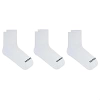 MASH Kit 3 Pares Meia Cano Médio Curto Esportiva Academia Respirável, 3 Brancos, 38-41