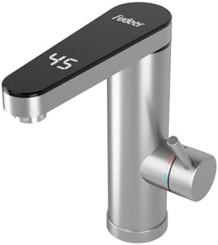 Fudeer 230V 3.3kW elektrischer Wasserhahn mit Durchlauferhitzer für Bad | Sofort warmes Wasser,einfacher Einbau,Digitaldisplay,120°drehbarer Auslauf,vielseitig, rostfrei,robust,pfl