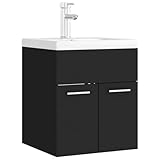 [Enshey Waschbeckenunterschrank] – Integriertes Waschbecken aus schwarzem Holzmaterial...