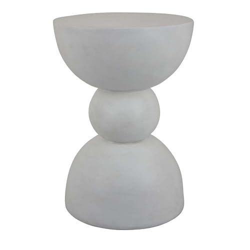 Benjara Accent Plant Stand Table, 20 Inch Hourglass Design Classic White Resin