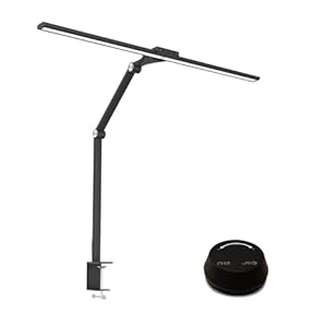 DS521SA Full Spectrum Desk Lamp – Sun Lamp 18W Eye-Care Table Light, CRI＞95, 4000K Color Temp, Stepless Dimming, Flicker-Free, Low Blue Light, Touch & Remote Control, for Study & Office