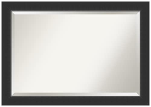 Amanti Art Vanity Wood Framed Bathroom Mirror, Glass Size 36X24, Corvino Black #TOP18