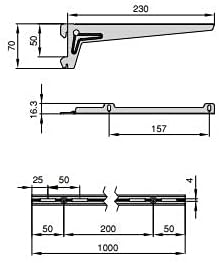 Emuca - Wall fastening rails and Jagmet shelf supports, 9,05 inch (230), White painted, Steel, 230mm - Image 3