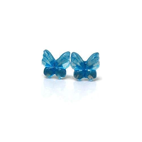 Pretty Smart 100% Metal Free Earrings on Plastic Posts for Sensitive Ears (Butterfly Blue)