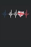 England UK Herz Pulslinie EKG Herzfrequenz: Notizbuch | Notebook | Punktiert, DIN A5 (13.97x21.59 cm), 120 Seiten, creme-farbenes Papier, mattes Cover