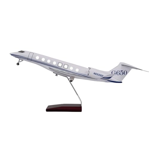 Modelo de avión Gulfstream G650 a escala 1:50 de 45 cm con luz integrada para decoración