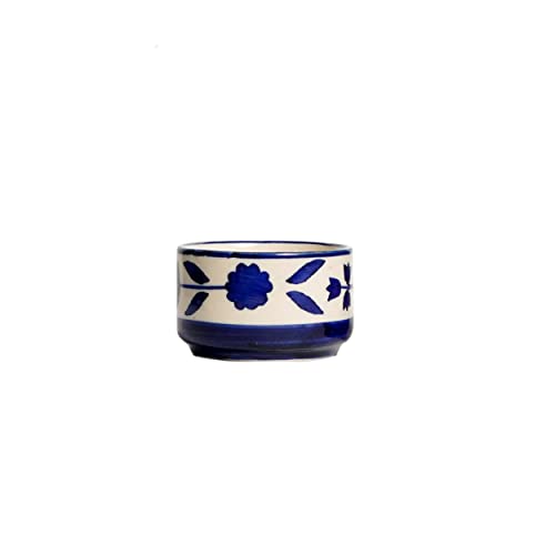 Image of Freakway Handpainted Floral Studio Pottery Ceramic Chutney Round Bowl Set of 6 50 ML