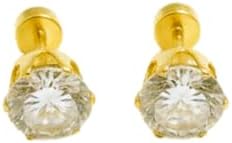 Julia Store 18K Gold Plated Stainless Steel Cubic Zirconia Studs ...