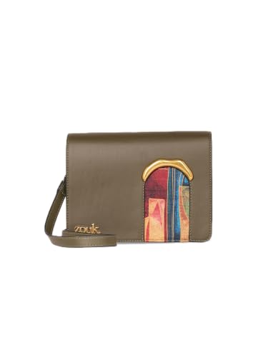 Image of ZOUK Women's Jharokha Vegan Leather Sling Bag | Dual Magnetic Flap | Crossbody Bag | Adjustable Strap