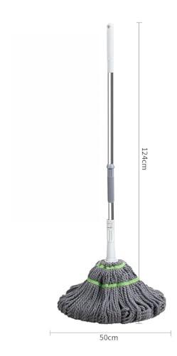 Image of Spin Mop for Home Cleaning Floor / 360 Rotating Mops for Floor Cleaning Deluxe System 𝐒𝐞𝐥𝐟 𝐒𝐞𝐩𝐚𝐫𝐚𝐭𝐢𝐨𝐧 Dirty and Clean Water System 2Pcs Reusable Microfiber Pad (Grey-Green)