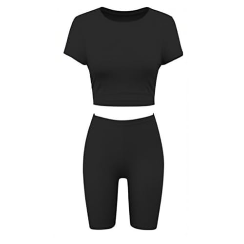 Conjunto brillante de neón ANZEE con camiseta corta y pantalones cortos