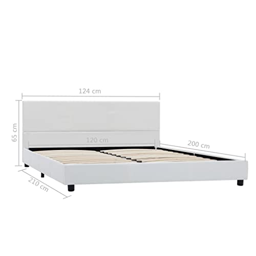 vidaXL Polsterbett mit Rückenlehne Bett Kunstlederbett Doppelbett Bettgestell Lattenrost Bettrahmen Schlafzimmerbett Weiß 120x200cm