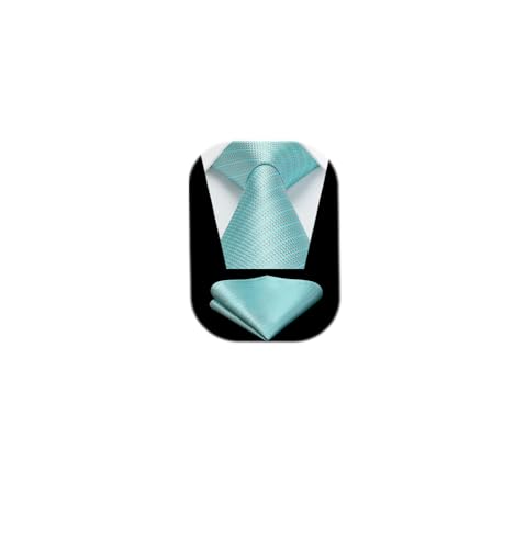 Image of HISDERN Mens Ties Solid Color Tie and Pocket Square Set Classic Woven Formal Neckties & Handkerchief Wedding Party