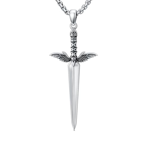 PDTJMTG Collar de espada de plata de ley 925 con colgante de