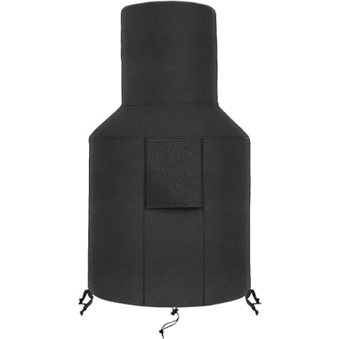 SIRUITON Patio Chiminea Cover - Durable, Weather-Proof Chiminea Fire Pit Cover,Heavy Duty 600d Polyester Oxford Water-Resistant (Black) Cover
