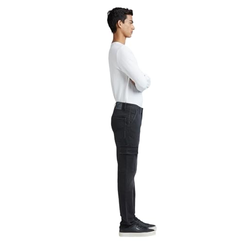 Image of Pepe Jeans Men's Cargo Jeans for Men | Mid Rise | Straight Fit | Stretchable Fabric | Utility Pants with 7 Pockets | Cotton Cargo Pants
