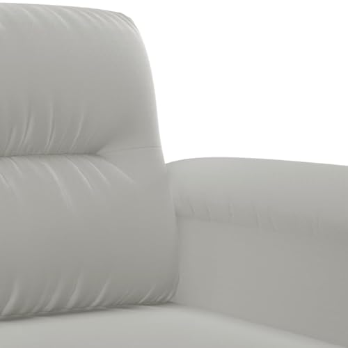 vidaXL Sofagarnitur 3-TLG., Sessel Couch mit Kissen, Sofa Wohnzimmersofa mit Armlehnen, Couchgarnitur Designsofa Sitzmöbel Polstermöbel, Hellgrau Mikrofasergewebe – Bild 8