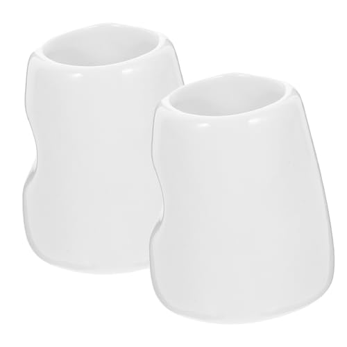 Mobestech 2Piezas Mini Jarra de Cerámica Blanca para Café y Salsa de Tazas y Ligeras para Mermeladas y Exquisito Limpiar