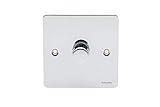 Schneider Electric Ultimate Flat Plate - Single 2 Way LED Dimmer Light Switch, 100 W/VA, GU6212LMPC, Polished Chrome