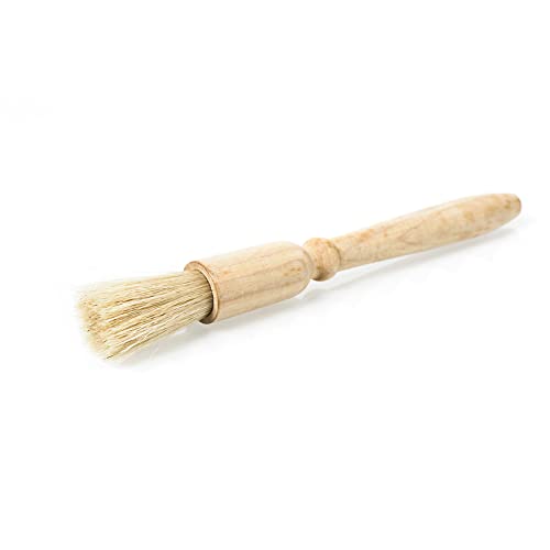 ANGIX 1 x Pastry Brush with Natural Bristle & Comfortable Wooden Handle, BBQ Basting Brush for Baking & Grilling - 2cm x 2cm x 19cm