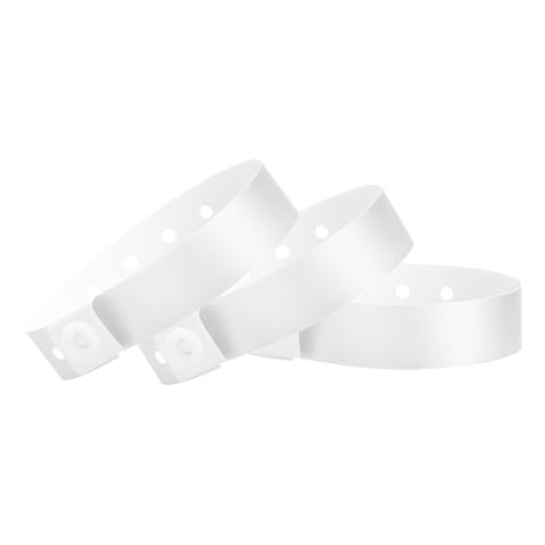 Image of 100 WristCo White Plastic Wristbands for Events