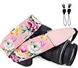 Wolven Pattern Cotton Camera Neck Shoulder Strap Belt Compatible with DSLR/SLR/Men/Women etc (Pink Flower)