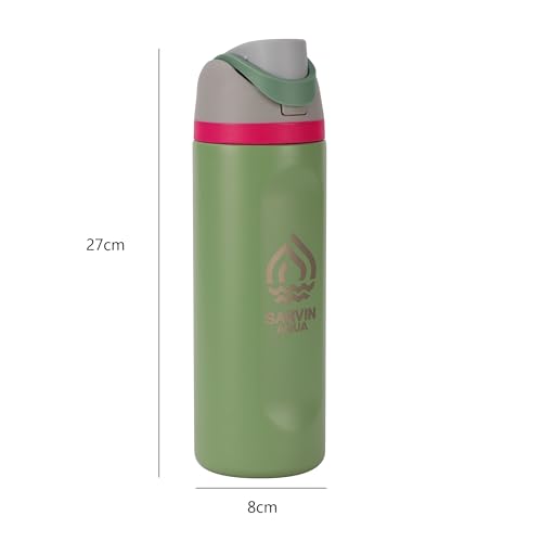 Sarvin Aqua Dual-Sip Insulated Stainless Steel Water Bottle 24 Oz Verde Rosa miniatura 5