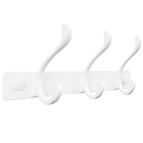 Sevenpers Porte Manteau Mural Patere Murale avec 3 Crochets Doubles Blanc Haute Capacité de Charge Durable et Résistant Gain de Place Optimal pour Entrée,...