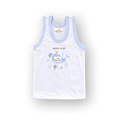 Image of KIKE New Born Baby Pure Cotton Printed Regular Fit Sando Innerwear Baniyan Kids Vest Infants Sleeveless Undershirts for Cute Boys Girls 0-24 Months (Pack of 6)